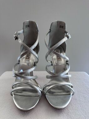 Badgley Mischka Silver Metallic Strappy High Heels